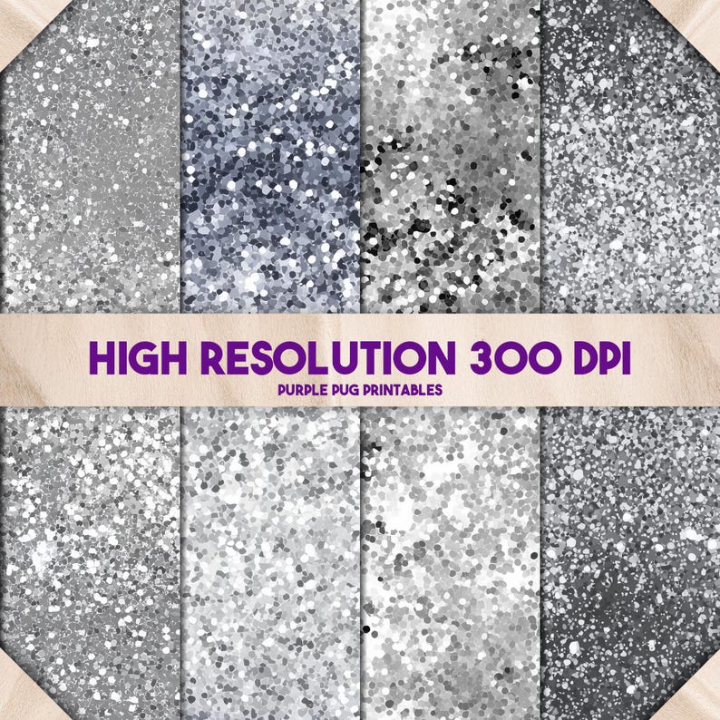 Silver Glitter Papers - Seamless Digital Paper, Gray Marble Textures ...