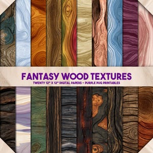 Fantasy Wood Textures – Nahtlose Fantasy-Holzmaserung, magische Rinden-Hintergründe, verzauberte Wald-Overlays, märchenhaftes digitales Papier