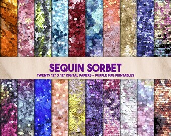 Sequin Sorbet - Seamless Sequin Background Digital Paper Pack, Sparkly Textures, Glitter Paper for Crafts, Instant Download