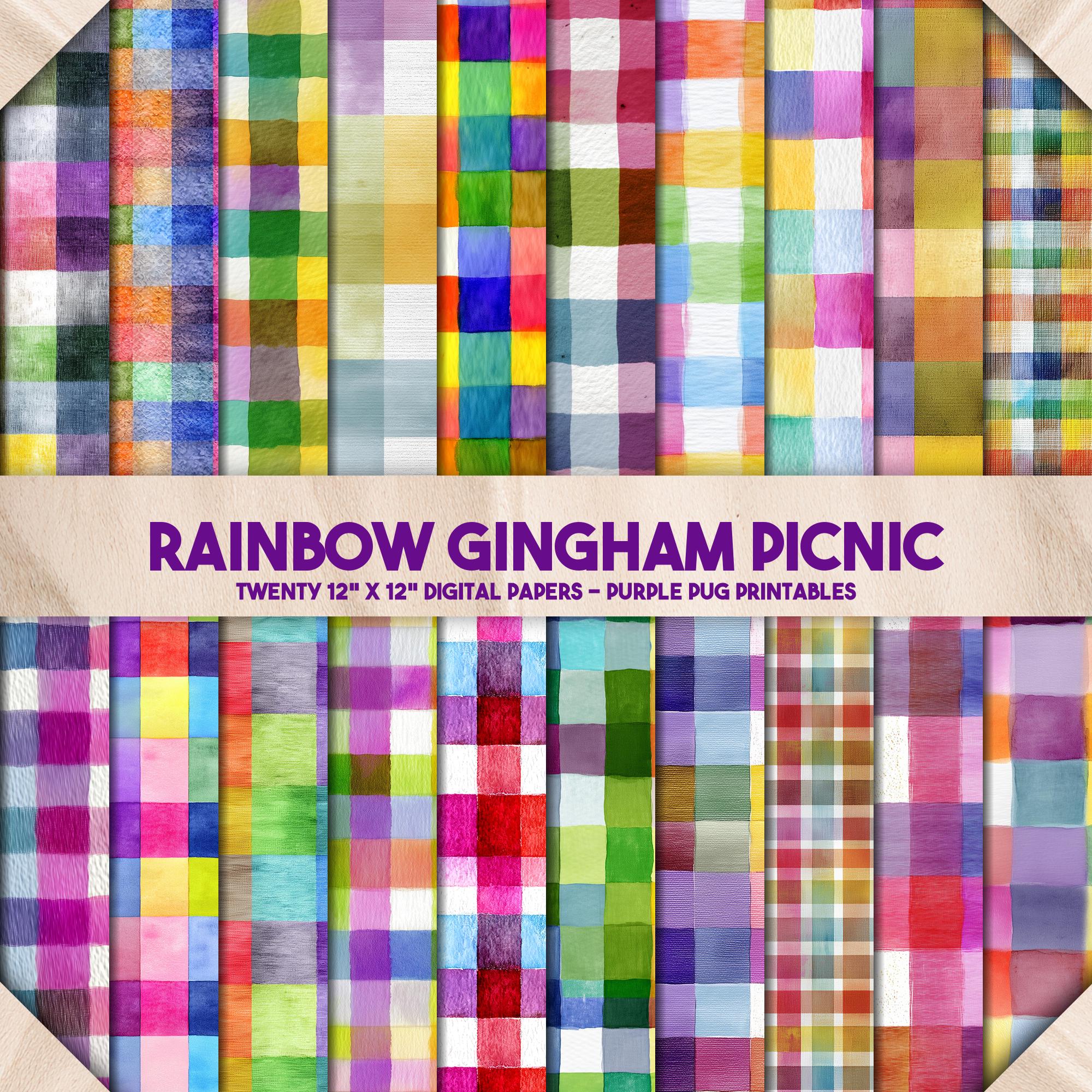 Rainbow Gingham Picnic | Seamless Rainbow Gingham Digital Paper Pack ...