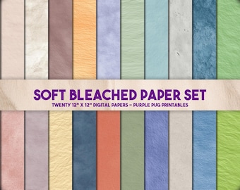 Soft Bleached Paper Set - Seamless pastel digital paper textures, soft bleached backgrounds, muted rainbow paper pack, baby shower papers