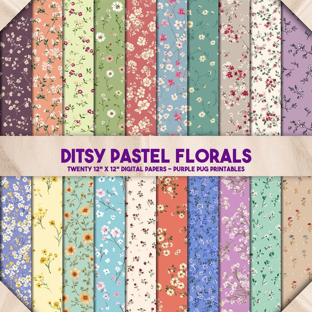 Ditsy Pastel Florals - Seamless Pastel Floral Digital Paper ...