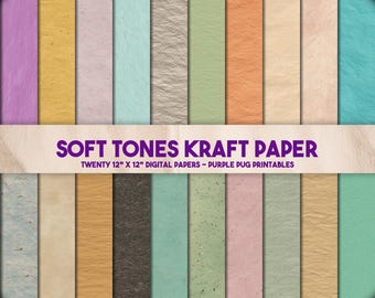 Soft Tones Kraft Paper – Seamless pastel kraft textures, muted scrapbooking paper, soft vintage backgrounds, digital paper, printable paper