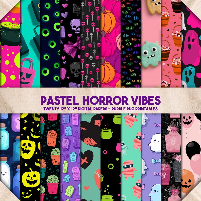 Pastel Horror Vibes - Seamless Cute Halloween Digital Paper Pack ...