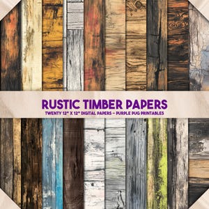 Papeles de madera rústica - Paquete de papeles digitales de madera rústica, texturas de madera desgastada sin costuras, fondos para diarios basura, descarga instantánea