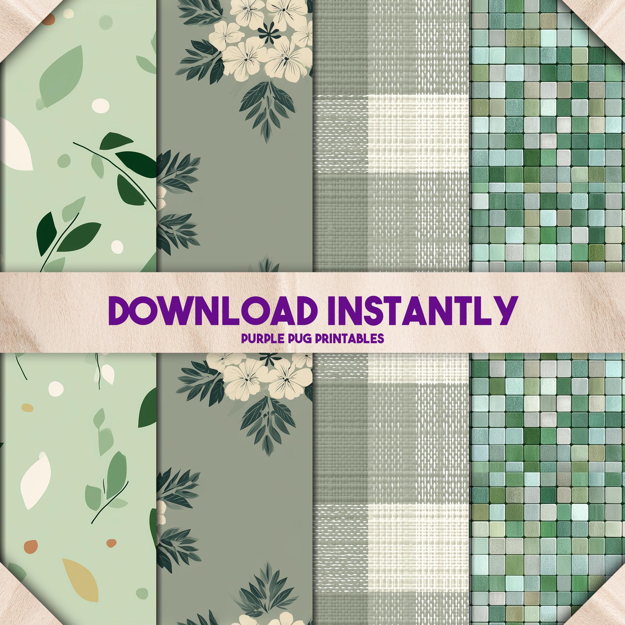 Sage Green Pattern Pack - Seamless Sage Green Digital Paper Pack ...