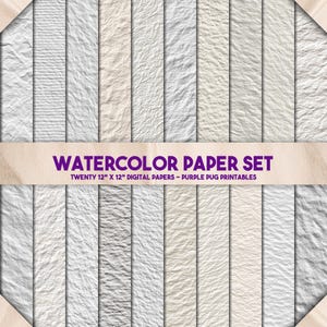 Juego de papel de acuarela: papel blanco sin costuras, hecho a mano, con textura de acuarela, fondos de fibra, papel de diario basura, paquete de álbumes de recortes