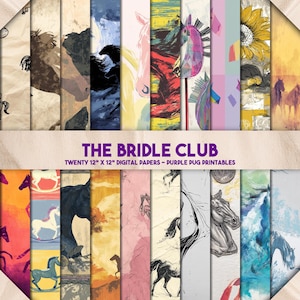 The Bridle Club - Horse Digital Papers, Equestrian Scrapbook Paper, Junk Journal Ephemera, Instant Download, Western Theme