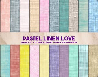 Pastel Linen Love - Pastel Woven Linen Digital Paper, Fabric Texture Scrapbook Pack, Junk Journal Backgrounds, Instant Download
