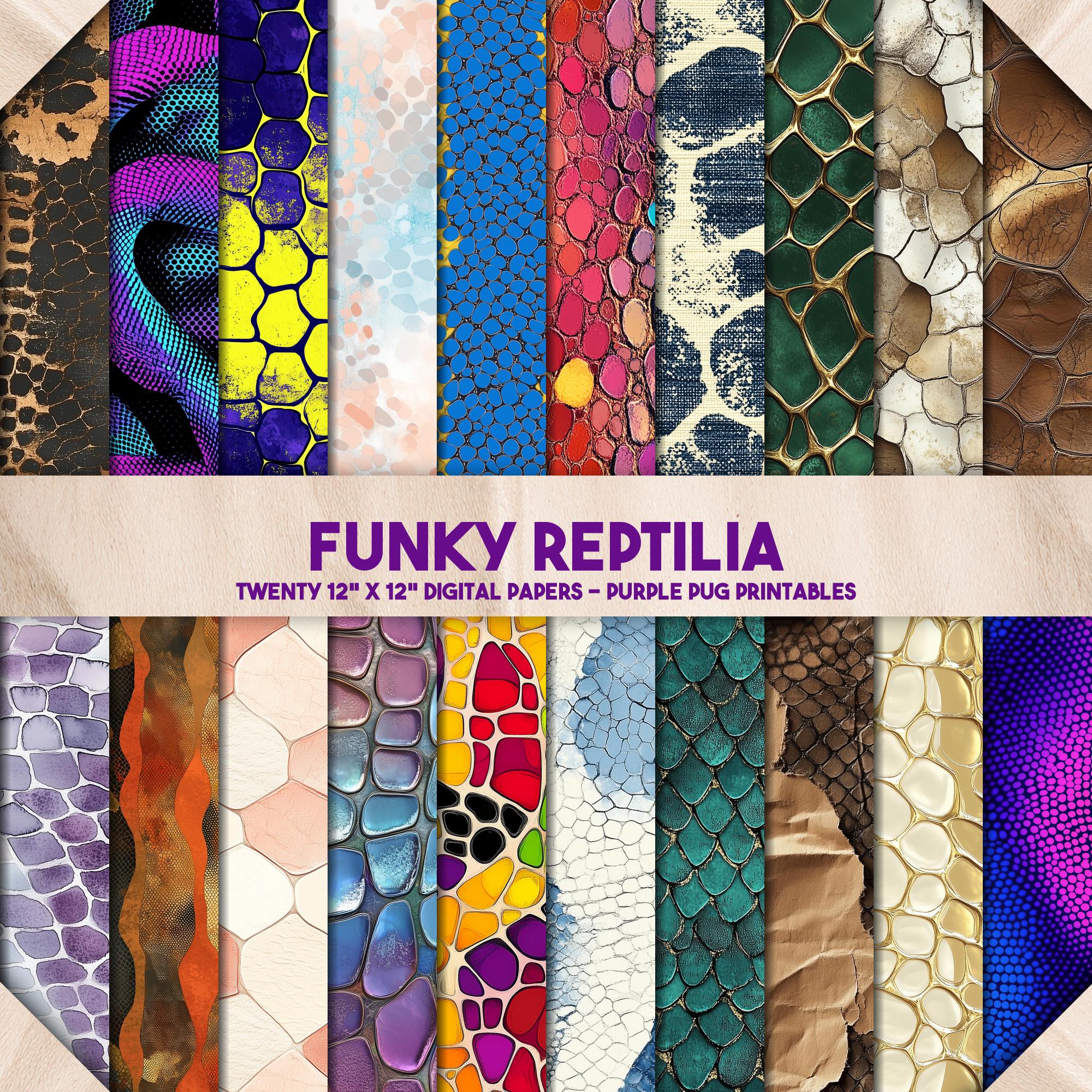 Python Skin Digital Funky Reptilia - Snake Skin Digital Paper Pack, Seamless Reptile ...
