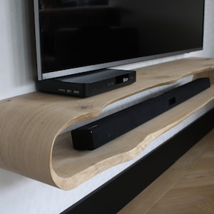 Curved TV cabinet rustic oak, 130cm long, with back wall