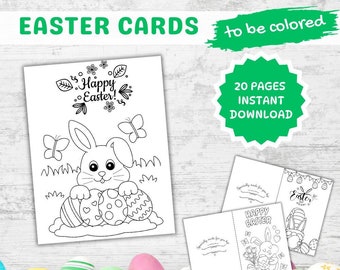 Easter Cards Eggs Bunny Cross Creative Color Pre K Elementary All Ages ADHD Printables Activity Baskets Make it your own Holiday Sunday