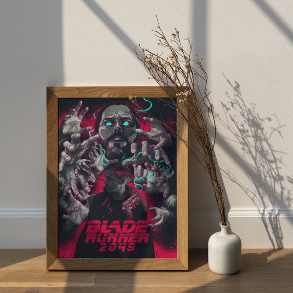 Blade Runner 2049 Movie Poster Ryan Gosling and Jared Leto Wall Decor Denis Villeneuve Movie Poster K and Niander Wallace Illustration