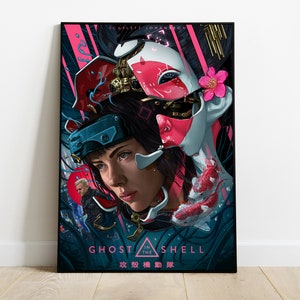 Ghost in the Shell Illustration Motoko Kusanagi Wall Art Scarlett Johansson Poster Ghost in the Shell Movie Digital Art