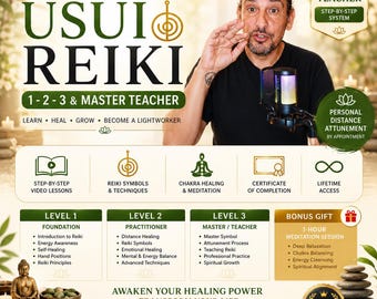 Learn Usui Reiki Levels 1, 2, 3, Master Teacher | Video Course + Private Attunement / Certification/Best Seller Course Master Mete