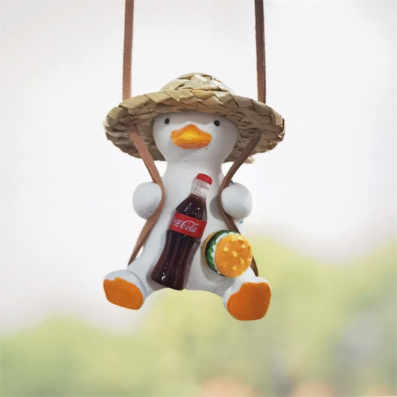 Swinging Duck Car Hanging Ornament Cute Swing Duck On Car Rear View Mirror  Pendant Swing Duck Car Mirror Rearview Mirror Accessories Auto Decoration  Ornament Accessories 