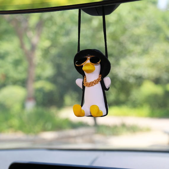 Cute Sitting Swing Duck Car Pendant,Duck On Swing Car Decor Car Rearview  Mirror Pendant Car Accessories Cute Shape Party Hanging Interesting  Hand-made Duck Charm Interior Decoration for Car Home,A6 