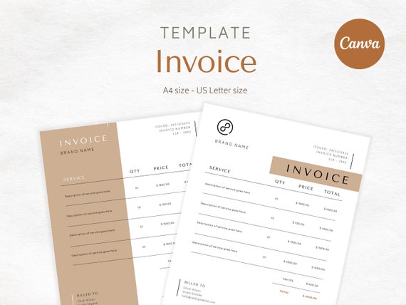 commercial invoice templates online on canva simple invoice etsy