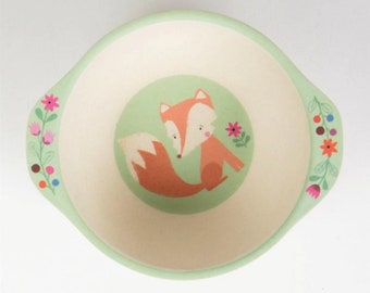 Bamboo kids bowl  Woodland Friends,Fun Design Tableware - Children's Kid's Sustainable Eco Planet-Friendly Fun Birthday Gift