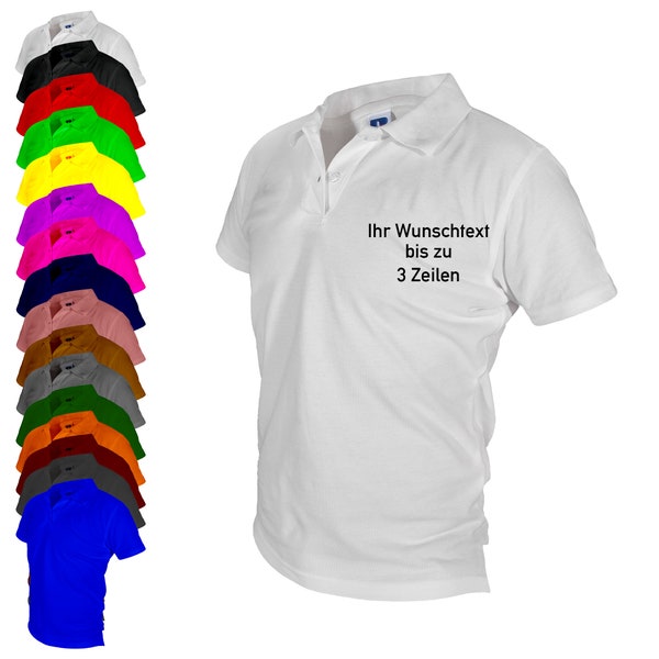 Poloshirt Polohemd mit Wunschtext auf der Brust bestickt