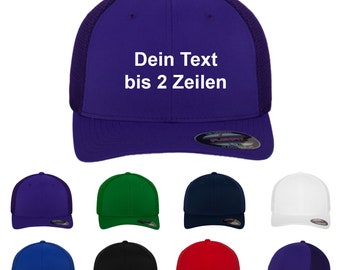 Original-Flexfit Tactel Mesh Cap, Basecap mit Wunschtext bestickt, personalisiert, Geschenk