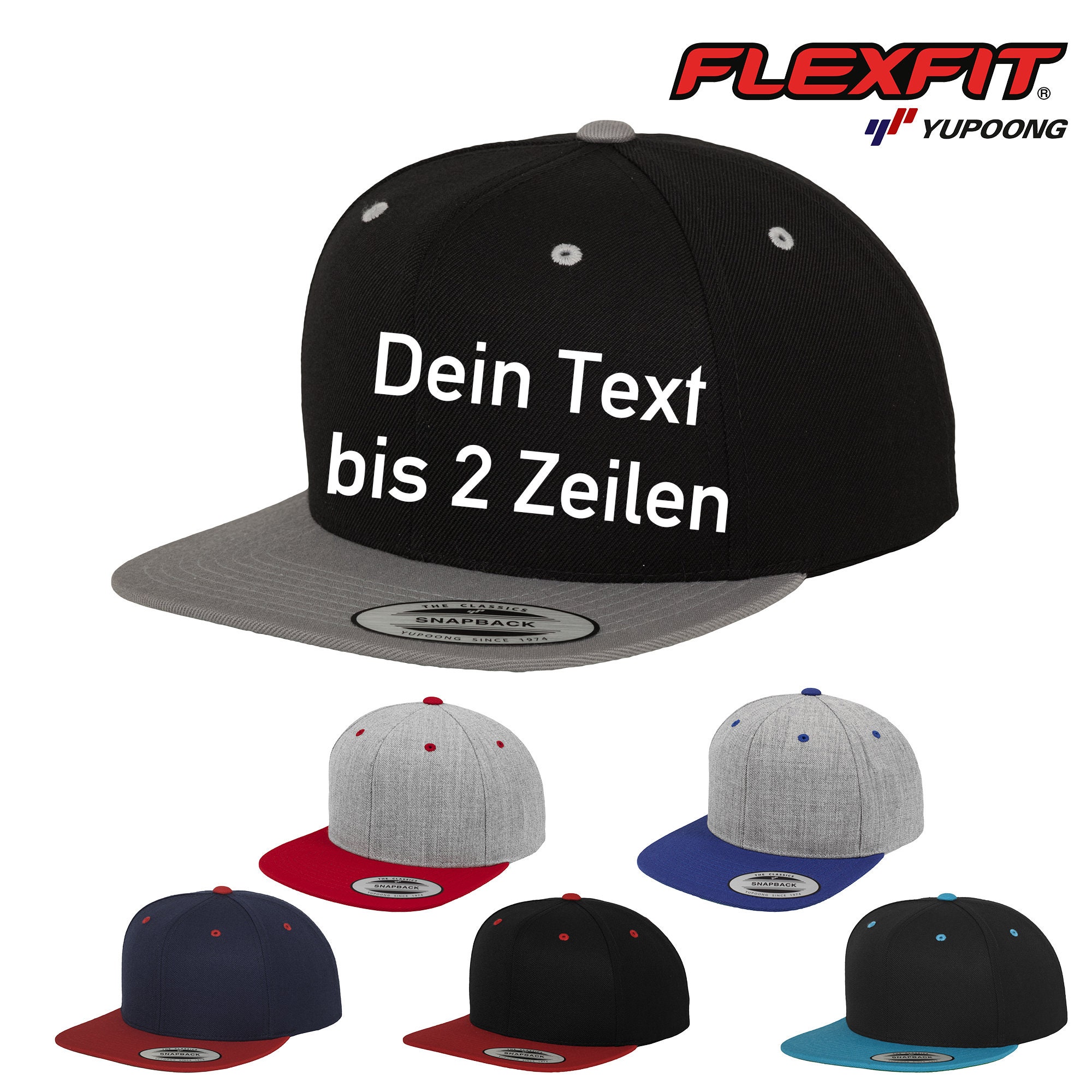 Gift With Desired Individually 2-tone Personalized, Embroidered Etsy Text, Cap - Baseball Flexfit Snapback,
