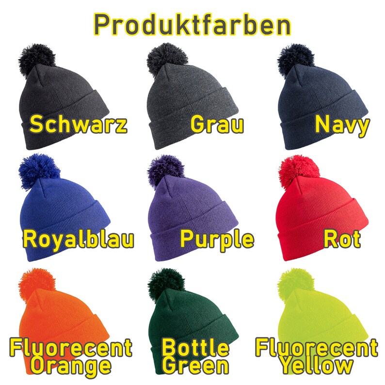 Strickmütze Wintermütze mit Bommel individuell bestickt Damen Herren Jugend zdjęcie 2