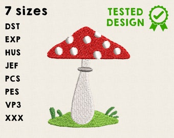 Mushroom Mini Embroidery Design Machine Pattern File Toadstool Red white dots Woodland Fall Digital Instant Download - 7 sizes