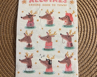 Tovaglioli di Buon Natale moderni bianchi e dorati a forma di albero / Tovaglioli natalizi / Tovaglioli bianchi e dorati / Stoviglie natalizie dorate e bianche - Italia