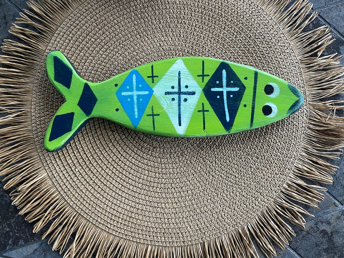 Wooden Painted Coastal/beach Fish Art Wood Art Painted Etsy