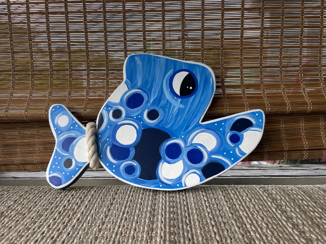 Painted Wooden Fish Painted Fish Fish Art Beach Decor Etsy