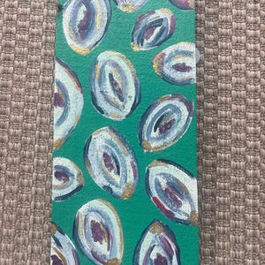 Abstract Oyster Shell Art: Painted Repurposed Wood Coastal Wall Hanging