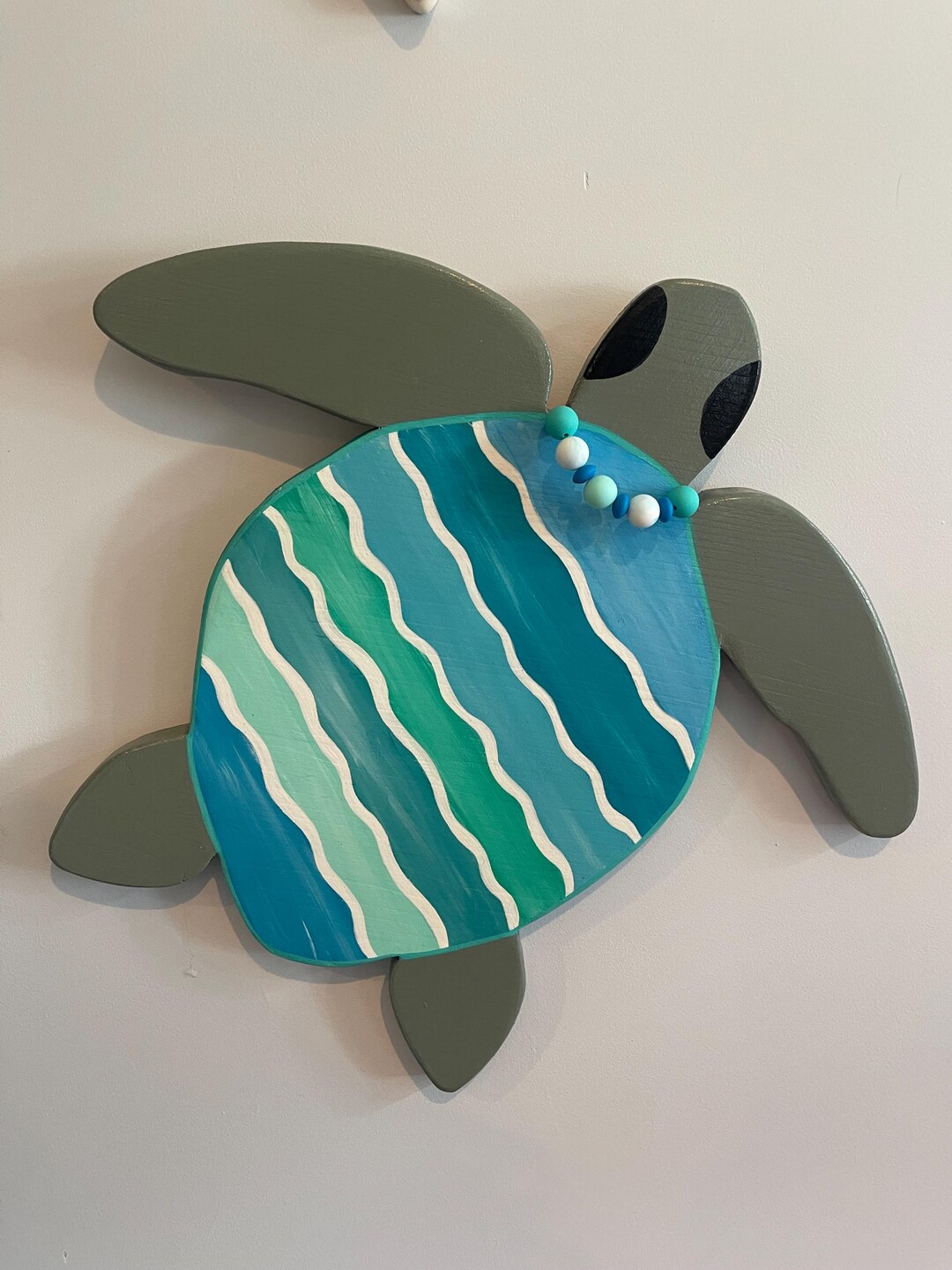 Painted Wooden Sea Turtle Wall Art: Coastal Decor - Etsy