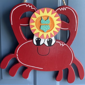 Interchangeable Crab Door Hanger: Coastal Beach Decor