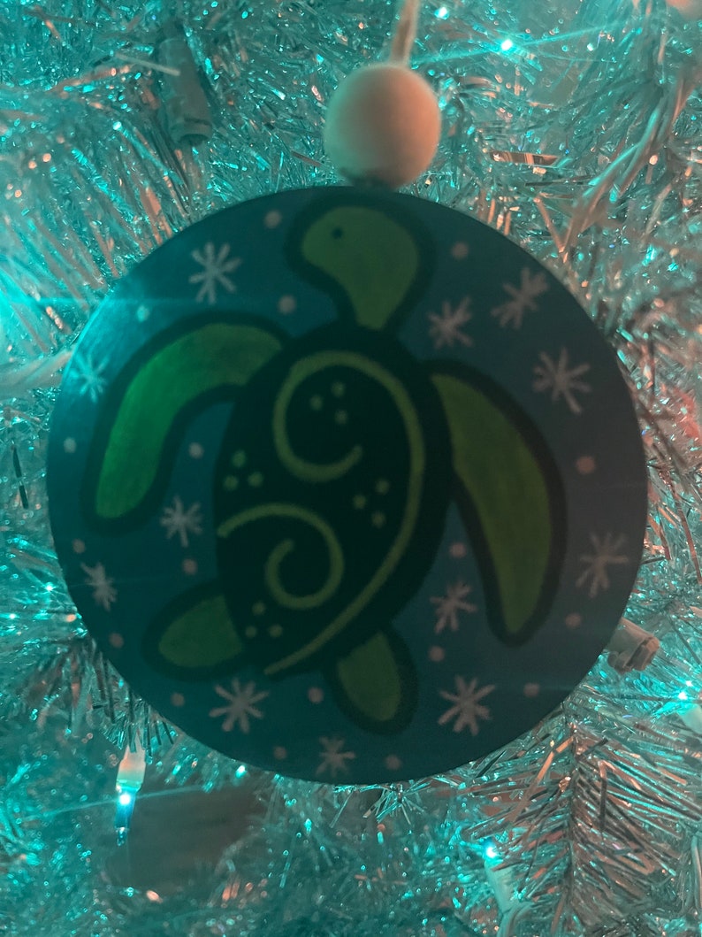 COASTAL ORNAMENT Sea Turtle Painted Christmas Ornament Etsy