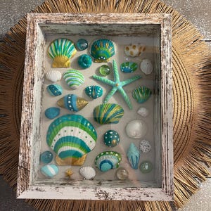 Cornice a conchiglia - Conchiglie dipinte, turchese, oro, blu