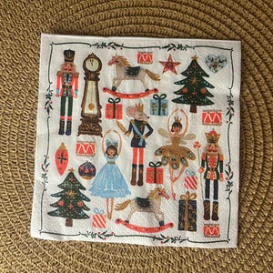Servietten, Decoupage-Servietten, Weihnachtsserviette, Papierserviette, Craft Serviette, Austernschale Decoupage, Nussknacker-Serviette, 3er-Set, Getränkegröße