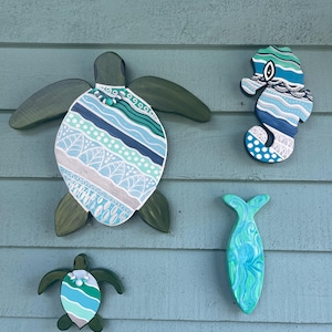 Decor | Wooden Painted Coastal/Beach Fish Art | Wood Art | Painted Fish | Home Decor - Octo Fish