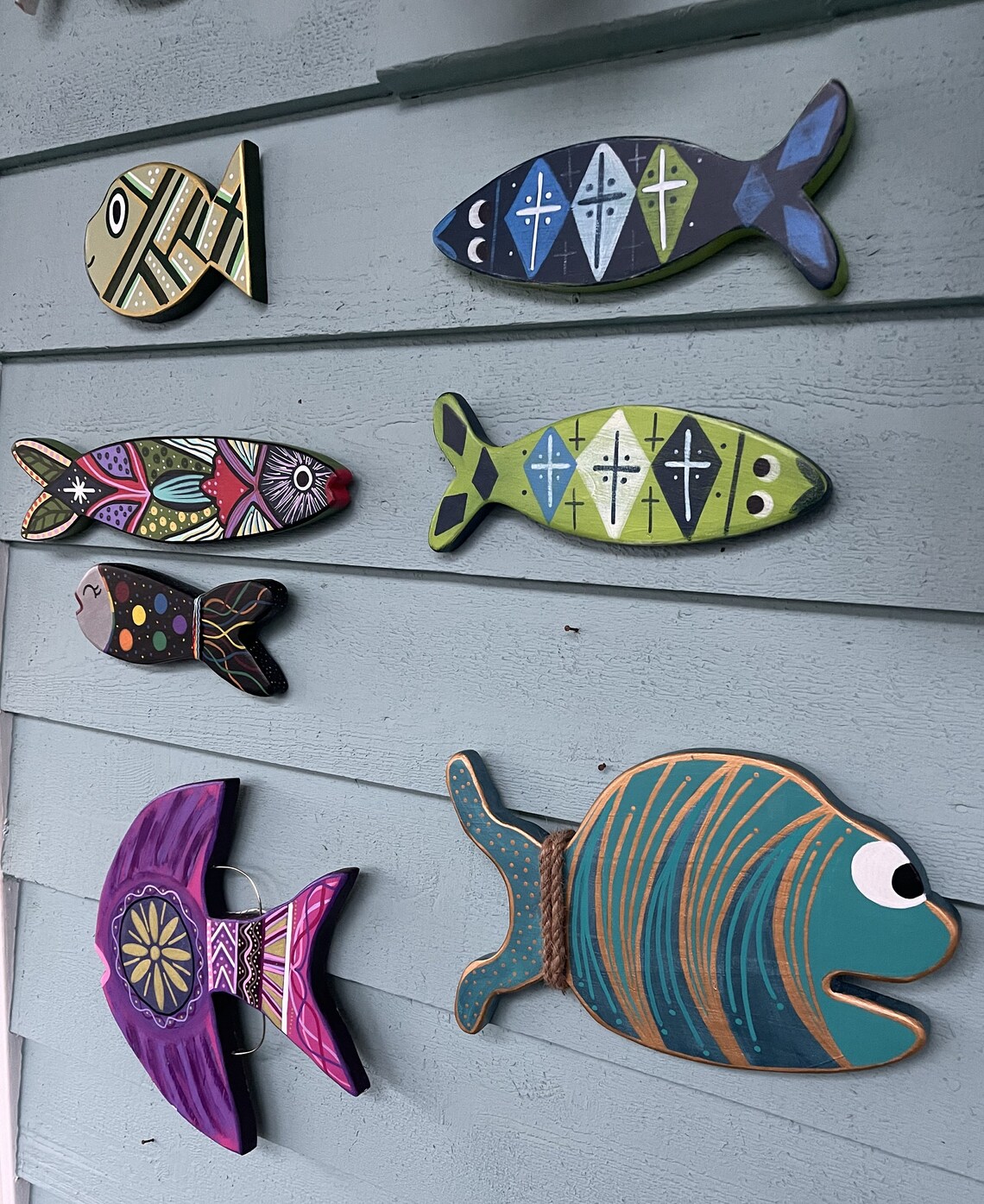Wooden Painted Coastal/beach Fish Art Wood Art Painted Etsy