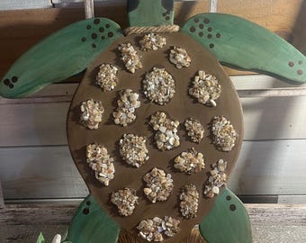 Painted Wooden Sea Turtle Wall Art: Coastal Decor