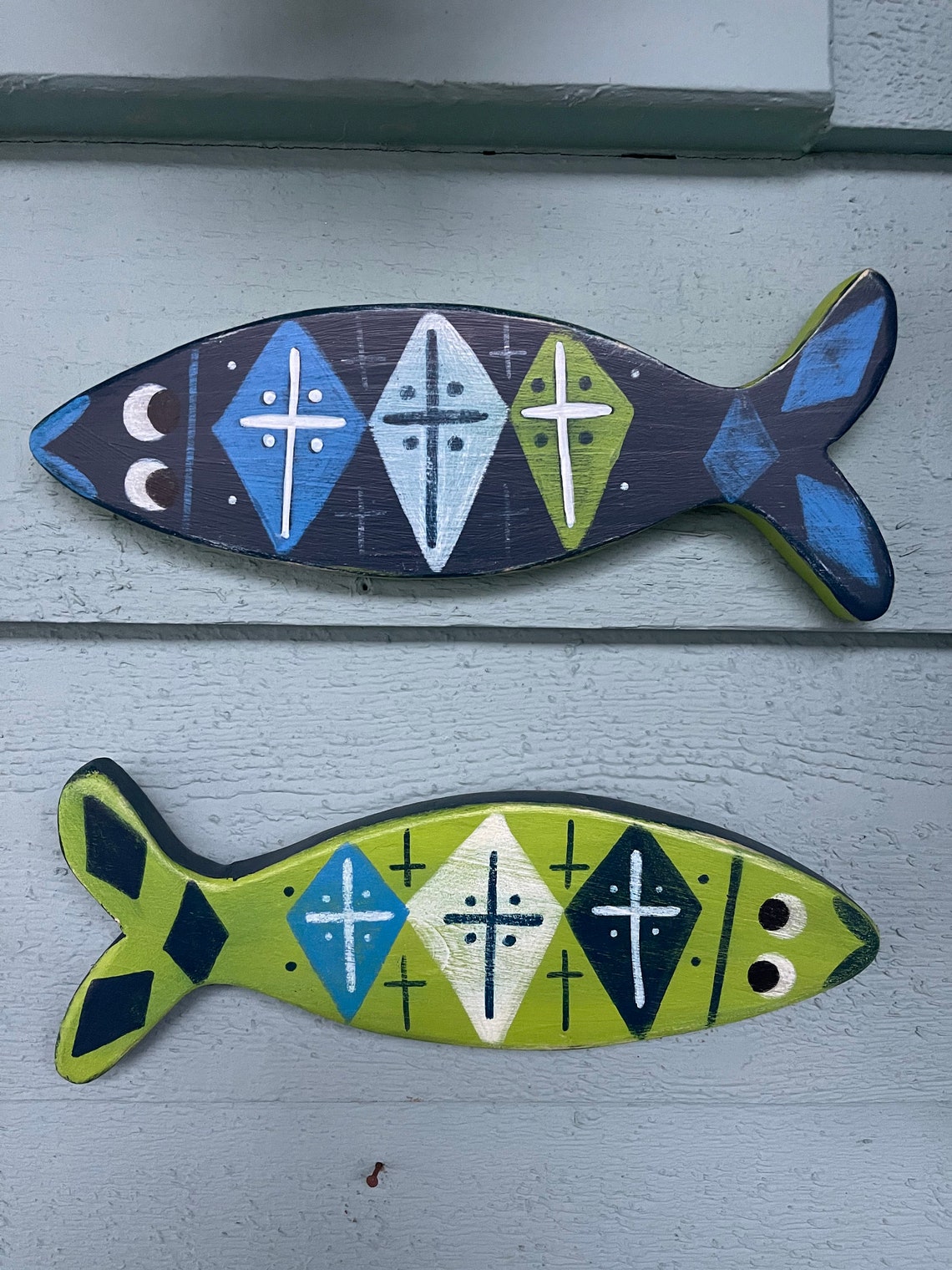 Wooden Painted Coastal/beach Fish Art Wood Art Painted Etsy