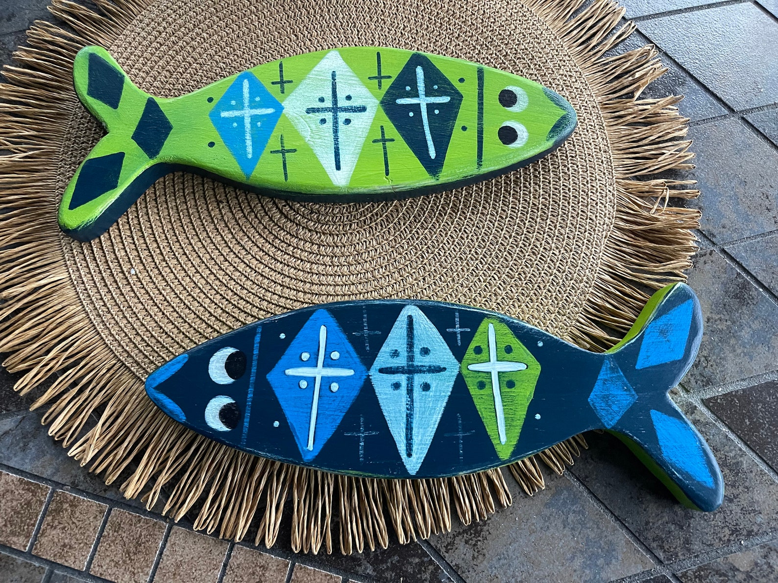 Wooden Painted Coastal/beach Fish Art Wood Art Painted Etsy