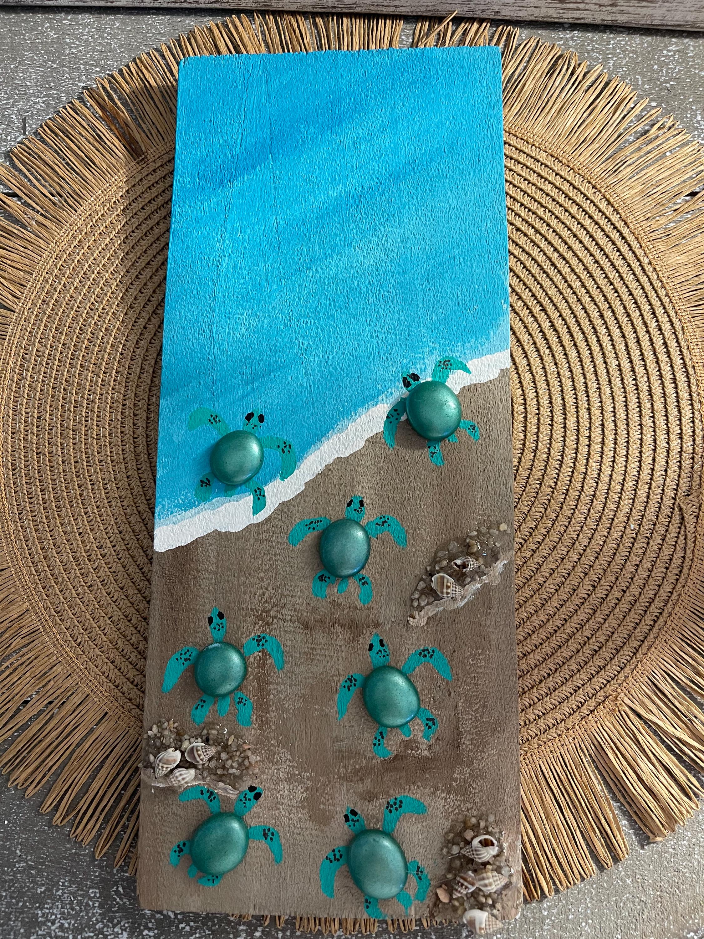 Sea Turtle Art: Painted Repurposed Wood Coastal Wall Hanging - Etsy UK