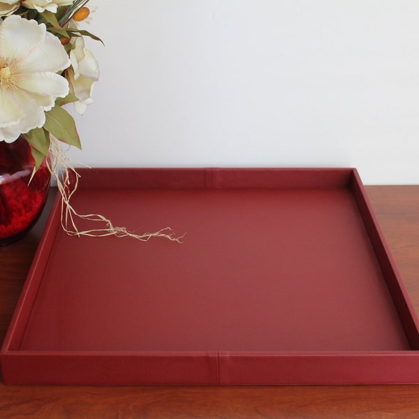 19" Square Black, Yellow, White Modern Shallow Tray, Ottoman Coffee Tray, Serving, Gray Sofa Table, Burgundy,  Mother's Day Gift For Her