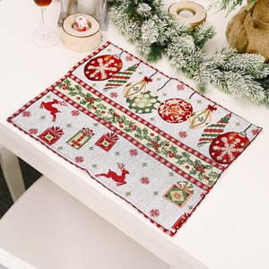 Tischset Platzdecke Set Tischmatte Platzdeckchen Gewebt Weihnachten Platzmatte Weihnachsdeco