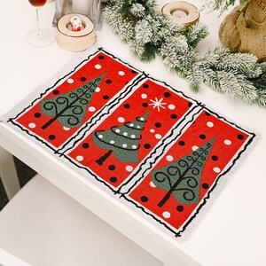 Tischset Platzdecke Set Tischmatte Platzdeckchen Gewebt Weihnachten Platzmatte Weihnachsbaum