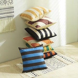 Pillowcase Striped 45x45 I Green Yellow Khaki