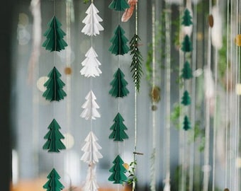 Weihnachtsgirlande aus Papier Fensterdeko Weihnachsdeko Tannenbaum Ornamente