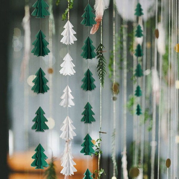 Weihnachtsgirlande aus Papier Fensterdeko Weihnachsdeko Tannenbaum Ornamente