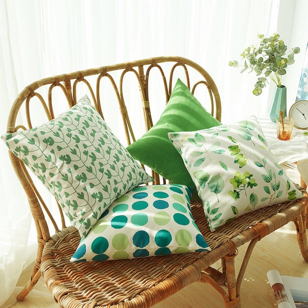 Outdoor Cushion Cover Water Resistant Outdoor Outside Waterproof Garden Cushion Summer Plants Leaves